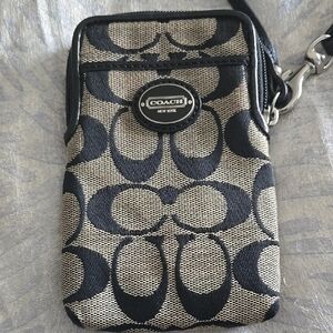 Coach Black and Tan Wristlet